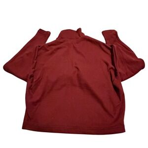 OGL Women Burgundy‎ Mock Neck Fleece Pullover Top Size S